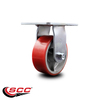 Service Caster 5 Inch Heavy Duty Red Poly on Cast Iron Rigid Caster with Roller Bearing SCC SCC-35R520-PUR-RS